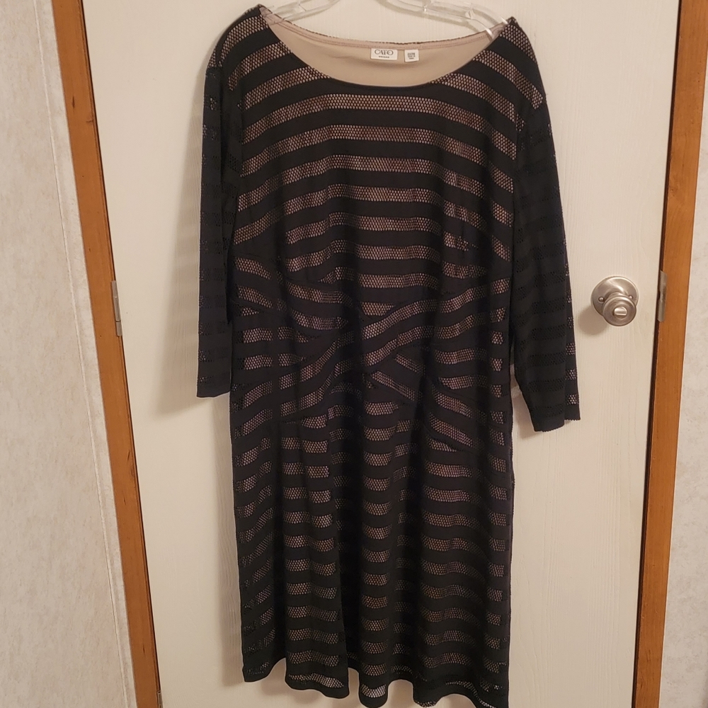 NWOT Cato Black Striped Dress Size 22/24W Color Black